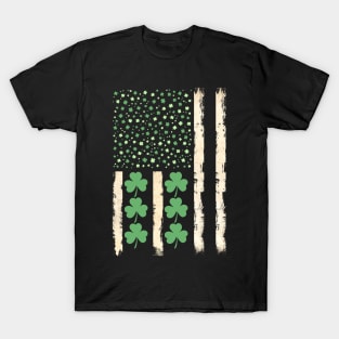 Vintage St Patricks Day Irish American Flag Shamrock T-Shirt